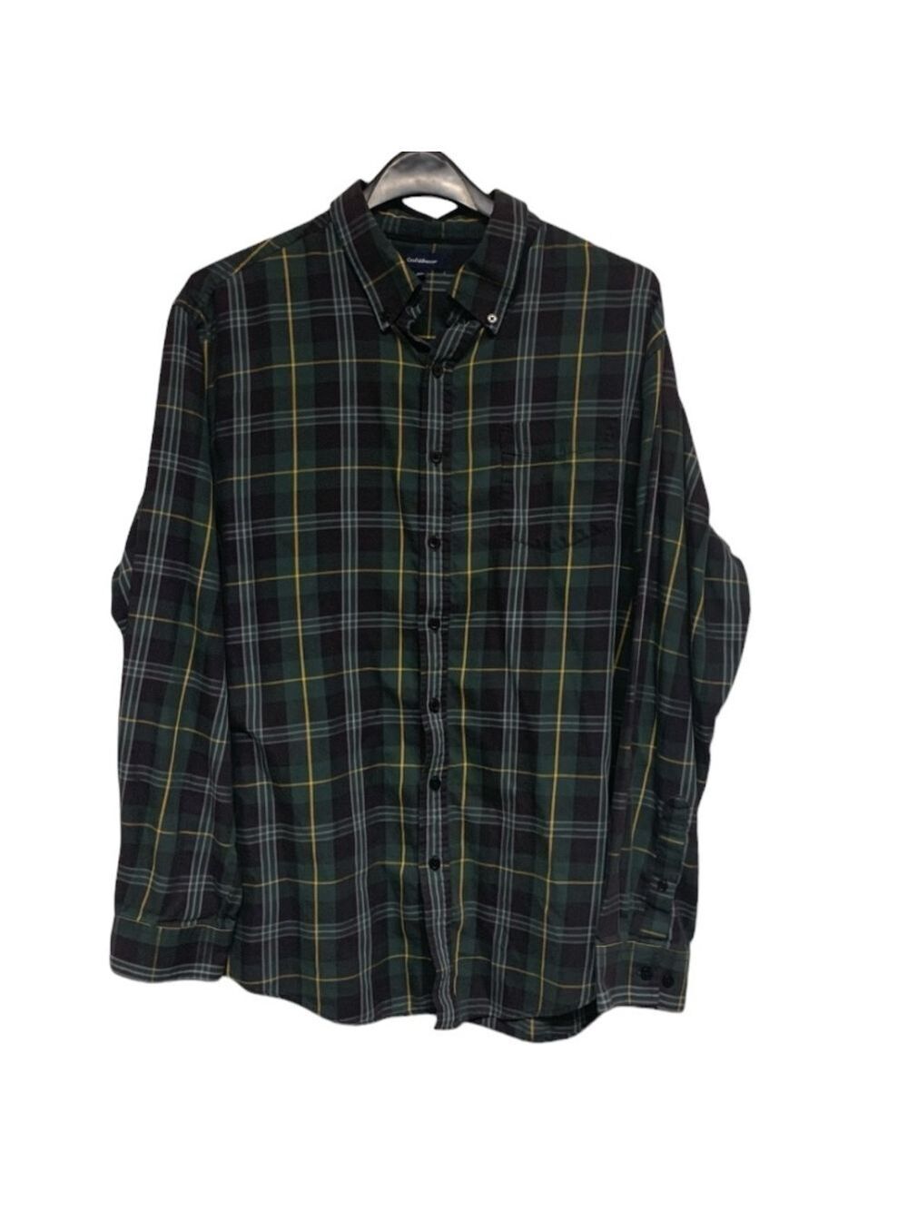 Croft & Barrow mens long sleeve dark green plaid button down shirt size XL